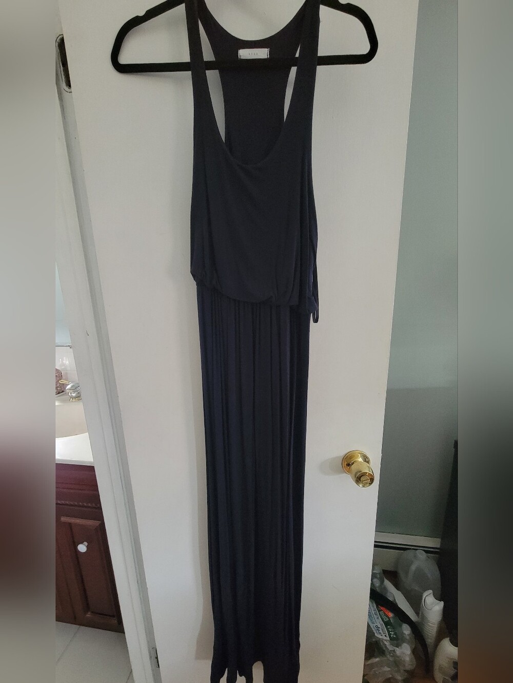 Women's Navy Sleeveless Maxi Dress - Elegant Everyday Style